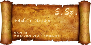 Sohár Szidor névjegykártya